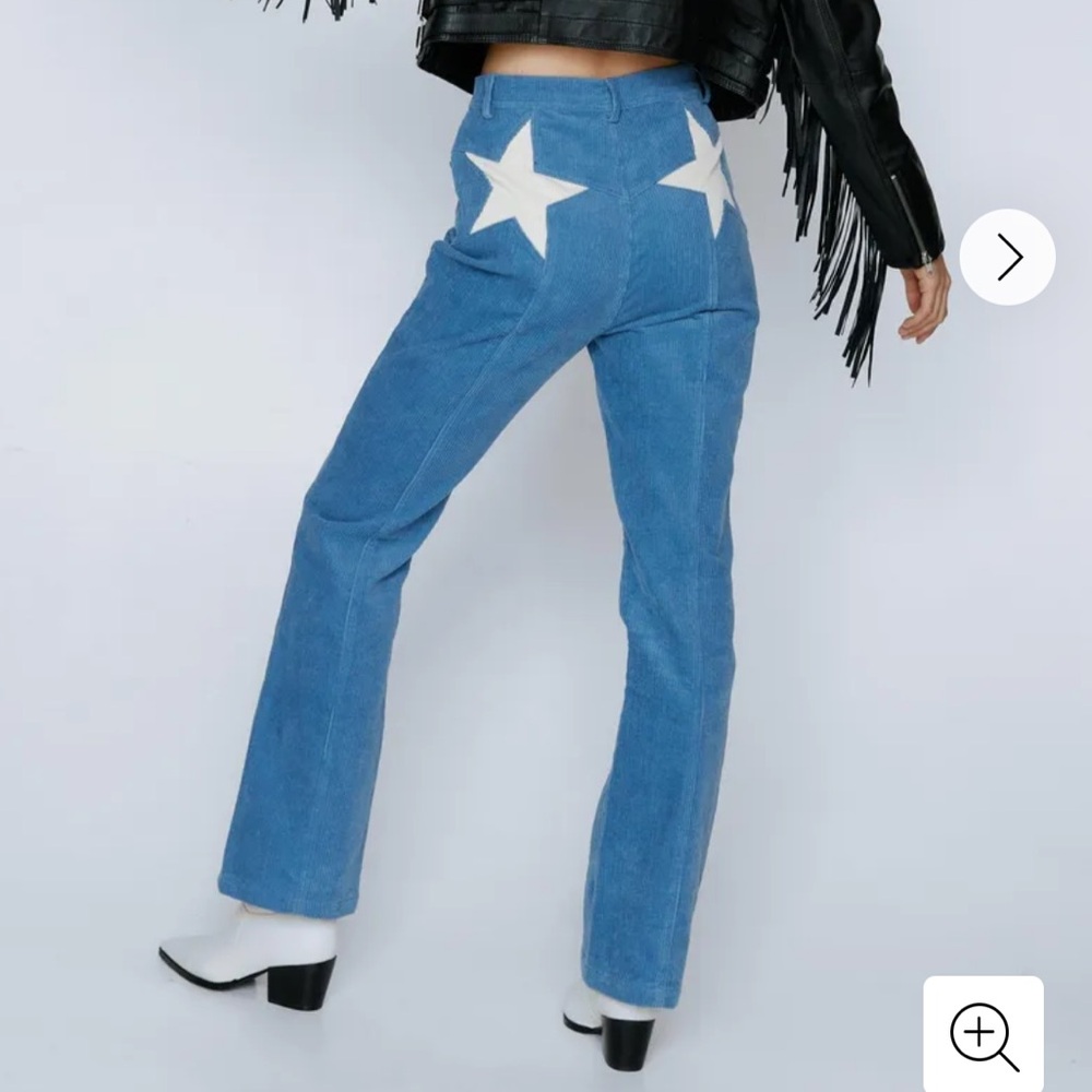 NastyGal Corduroy High Waisted Flared Star Bum Pants